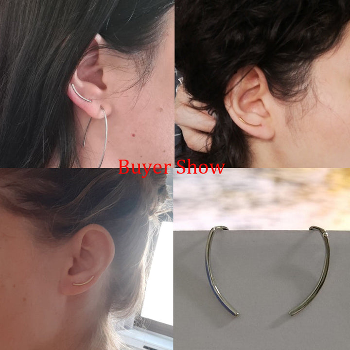 Elegant Sterling Silver Ear Cuff for Women | Smooth Long Line Design-Gold-Nora Luxe