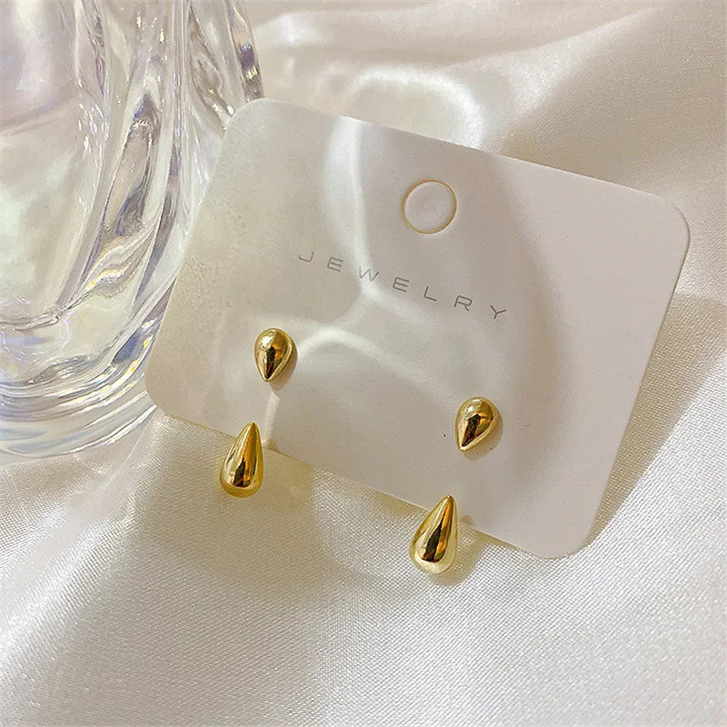 Elegant Teardrop Stud Earrings | Classic Women's Jewellery-GOLD-Nora Luxe