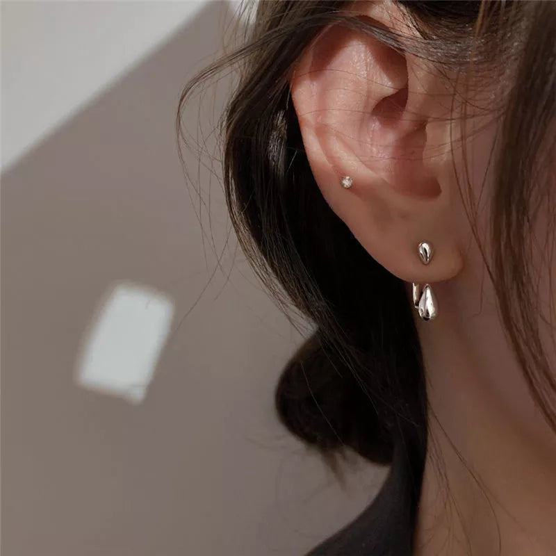 Elegant Teardrop Stud Earrings | Classic Women's Jewellery-SILVER-Nora Luxe