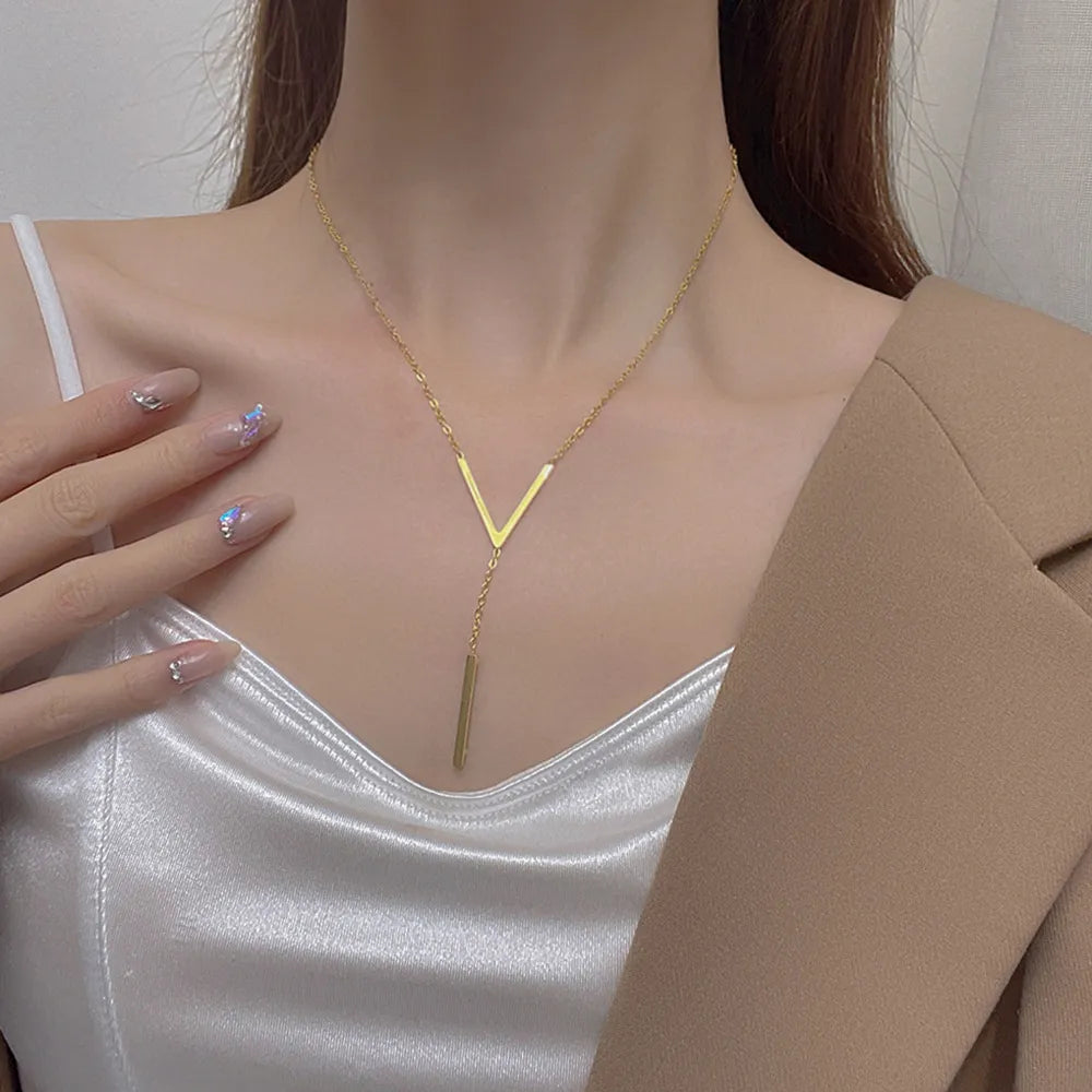 Elegant V-Shaped Gold Necklace | Timeless Style-Nora Luxe