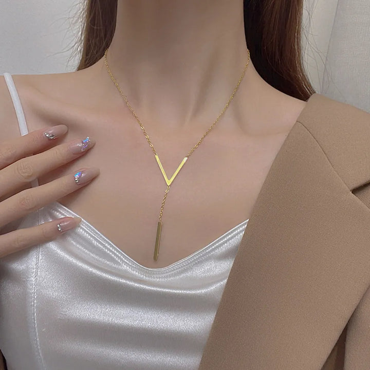 Elegant V-Shaped Gold Necklace | Timeless Style-Nora Luxe