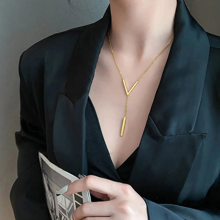 Elegant V-Shaped Gold Necklace | Timeless Style-Nora Luxe