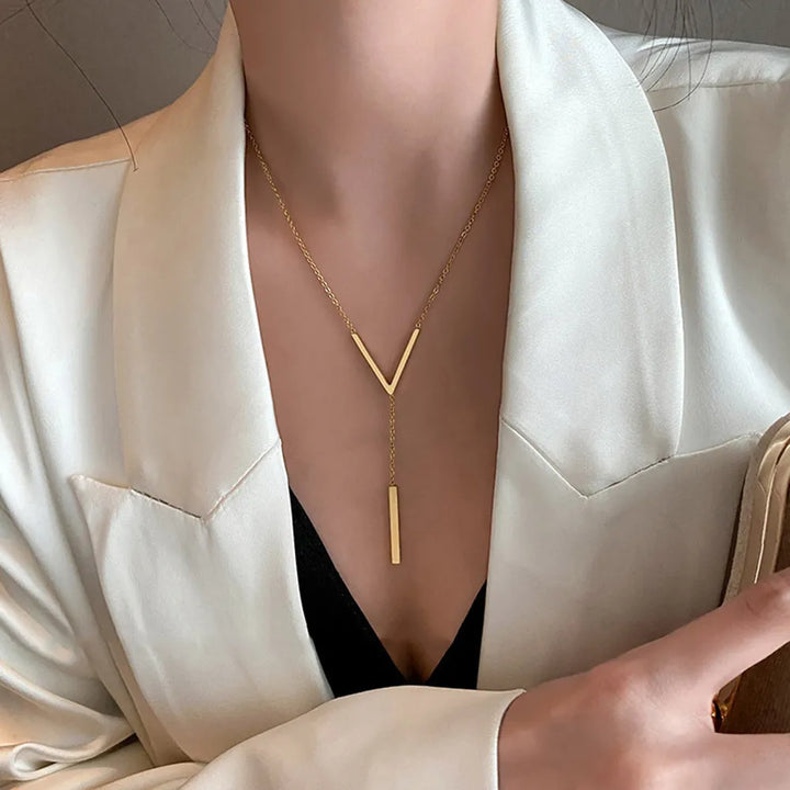 Elegant V-Shaped Gold Necklace | Timeless Style-Nora Luxe