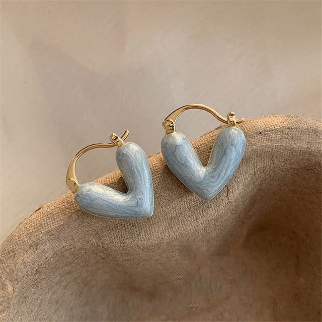 Elegant White Teardrop Earrings | Love-Inspired Dangle Design-Blue Heart-Nora Luxe