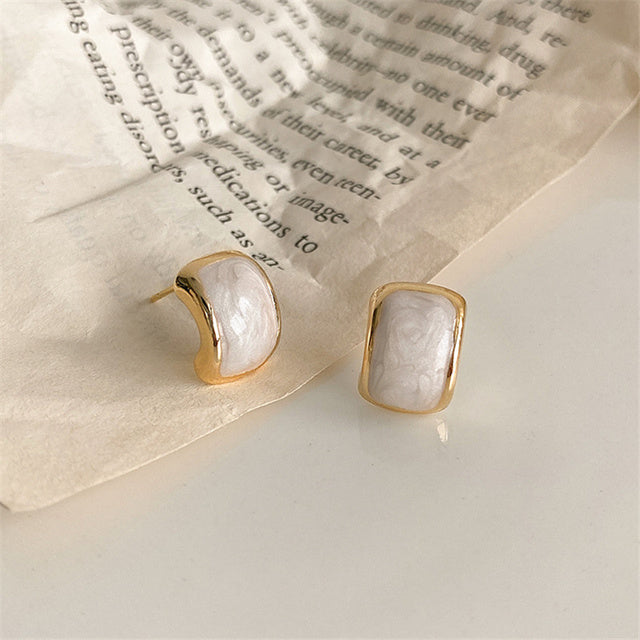 Elegant White Teardrop Earrings | Love-Inspired Dangle Design-Crystal Gold-Nora Luxe