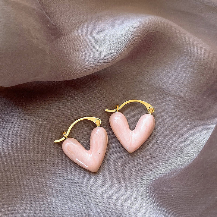 Elegant White Teardrop Earrings | Love-Inspired Dangle Design-Heart Cream-Nora Luxe