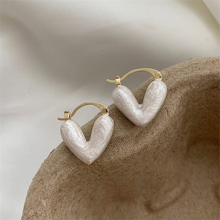 Elegant White Teardrop Earrings | Love-Inspired Dangle Design-Heart Cream-Nora Luxe