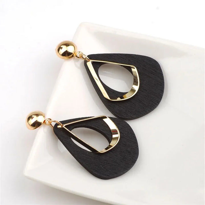 Elegant Wooden Teardrop Earrings | Natural Handmade Jewellery-Red-Nora Luxe