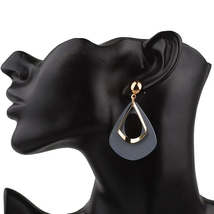 Elegant Wooden Teardrop Earrings | Natural Handmade Jewellery-Red-Nora Luxe