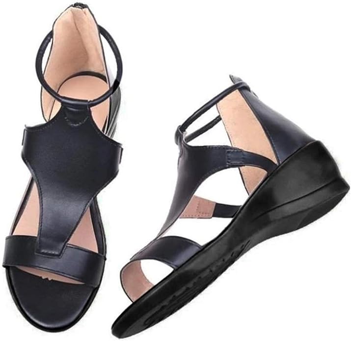 ElevateStyle Sandals | Women's Sandals with Elevated Heel and Ankle Strap Design-Black-6-Nora Luxe