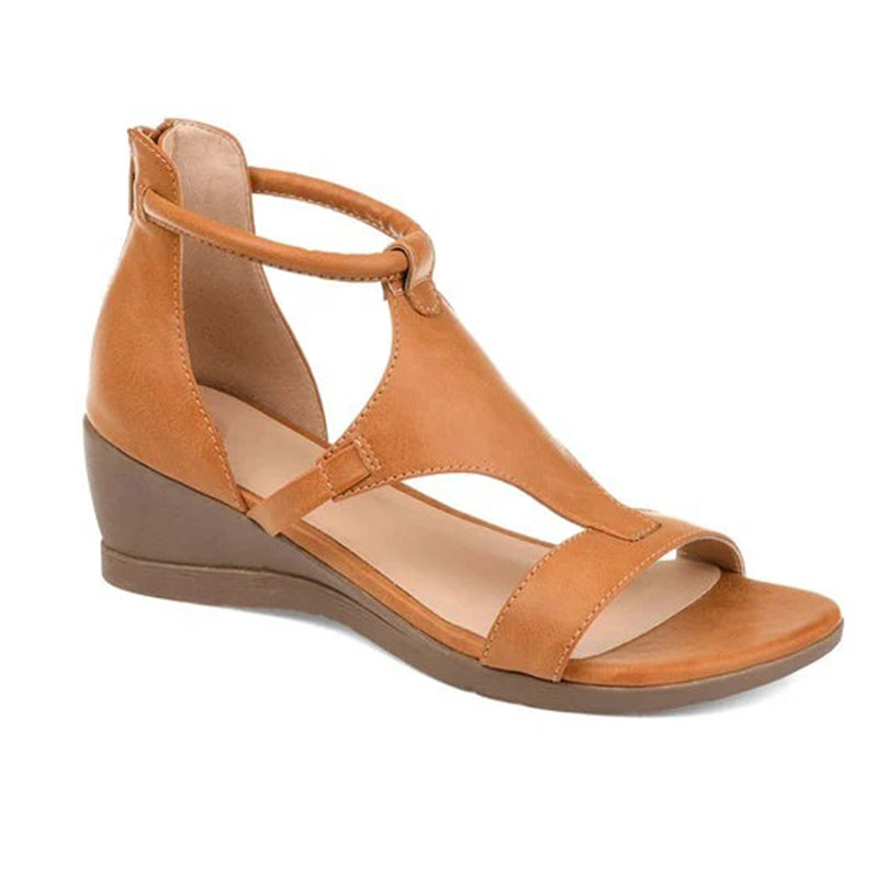 ElevateStyle Sandals | Women's Sandals with Elevated Heel and Ankle Strap Design-Brown-6-Nora Luxe