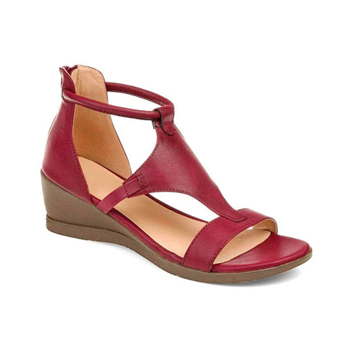 ElevateStyle Sandals | Women's Sandals with Elevated Heel and Ankle Strap Design-Red-6-Nora Luxe
