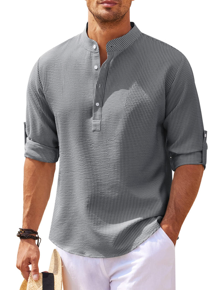 Elite Casual Men's Shirt - Urban Style-Gray-M-Nora Luxe
