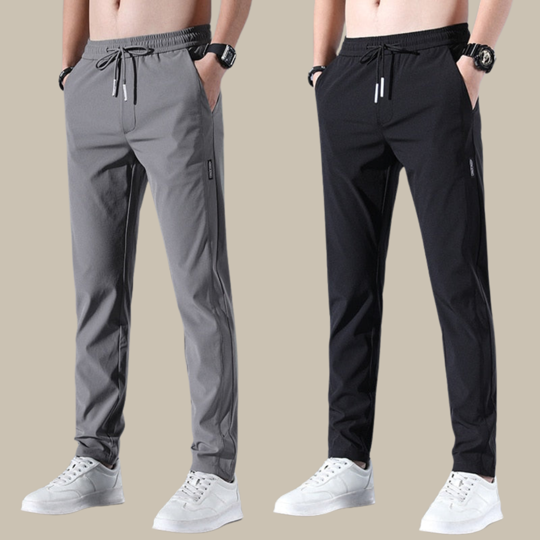 EliteFlex Chino | Stylish Regular-Fit Stretch Trousers for Men-Black-M-Nora Luxe