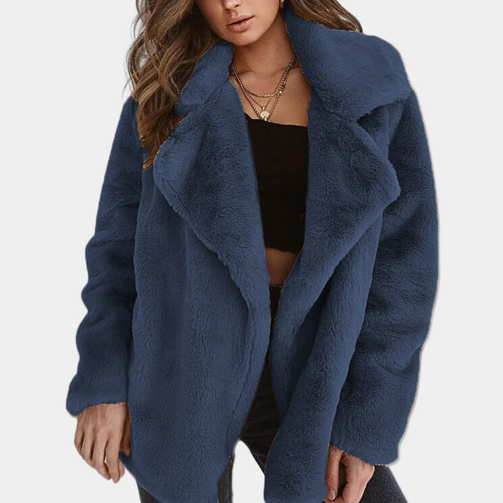 Ellle - Warm Teddy Winter Coat for Women-Blue-XS-Nora Luxe