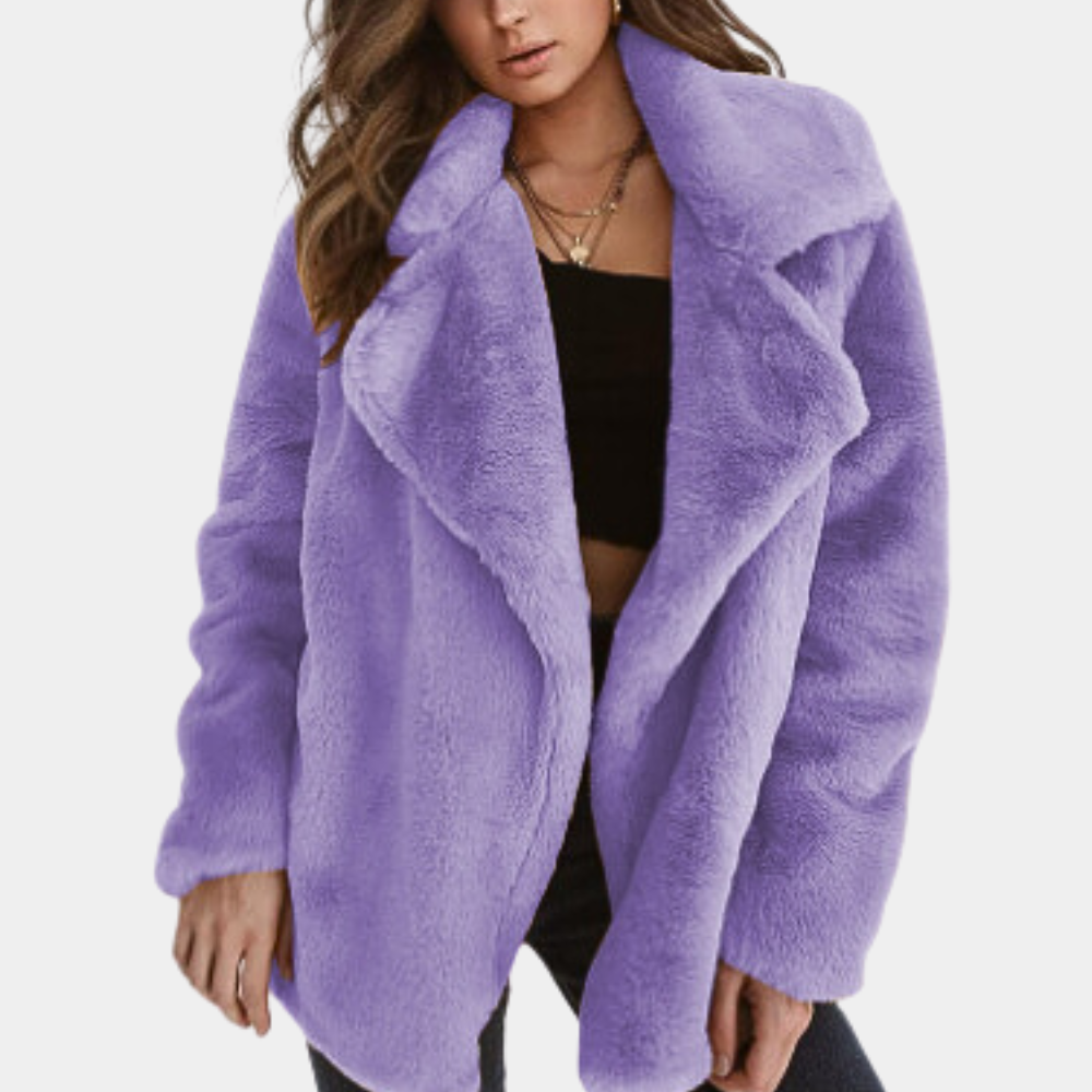 Ellle - Warm Teddy Winter Coat for Women-Purple-XS-Nora Luxe