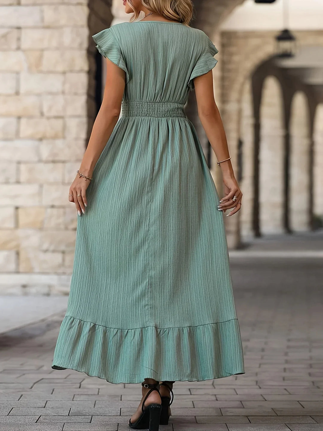 Eloise Ruches Dress | Versatile and Stylish-S-Light green-Nora Luxe