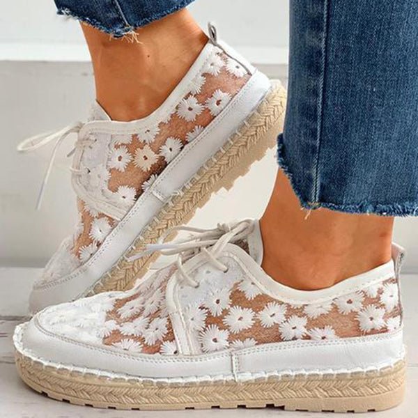 Embroidered Flower Shoes with Supportive Footbed – Lucine-White-3-State of Style