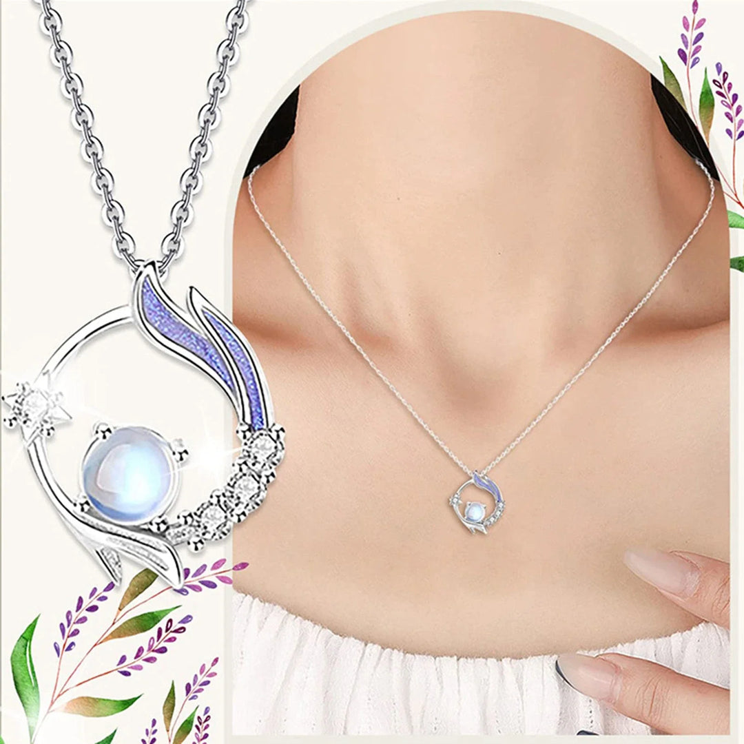 Enchanting Moonstone Silver Necklace-Nora Luxe