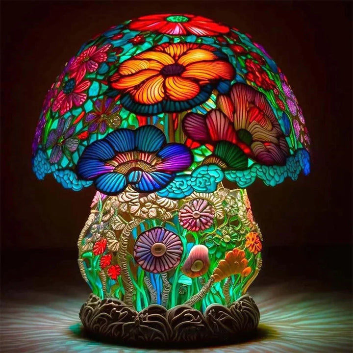 Enchanting Stained Glass Table Lamp - DreamGlow-Flower bush-Nora Luxe
