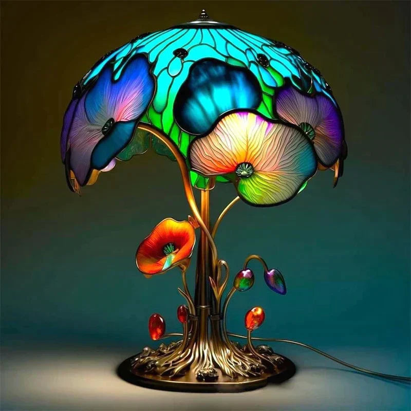 Enchanting Stained Glass Table Lamp - DreamGlow-Lotus leaf-Nora Luxe