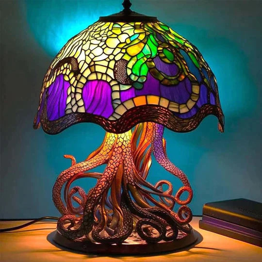 Enchanting Stained Glass Table Lamp - DreamGlow-Octopus-Nora Luxe