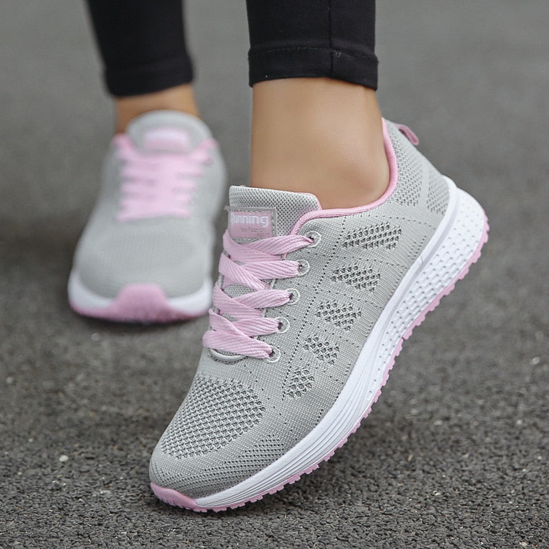 Ergonomic Comfort Sneakers - NovaFit-Grey-Pink-2.5-Nora Luxe
