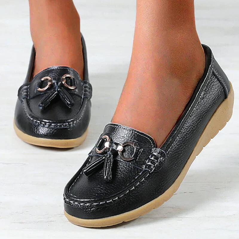 Ergonomic Leather Sandals - ElegaWalk-Black-2.5-Nora Luxe