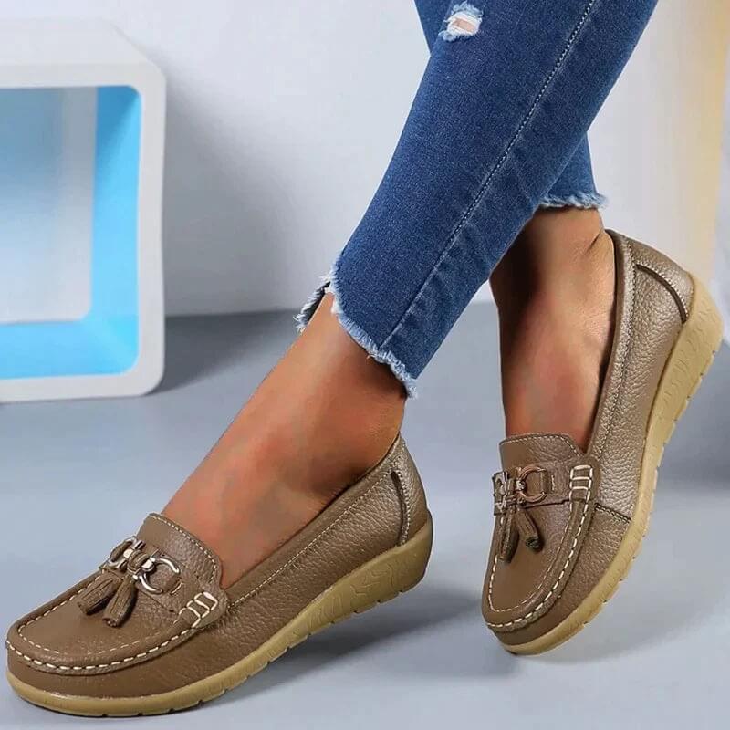 Ergonomic Leather Sandals - ElegaWalk-Brown-2.5-Nora Luxe