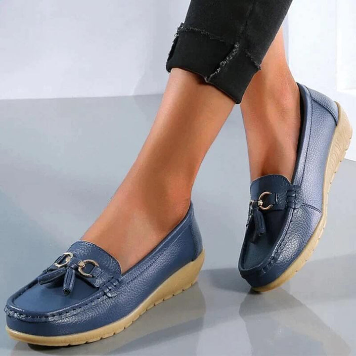 Ergonomic Leather Sandals - ElegaWalk-Dark blue-2.5-Nora Luxe