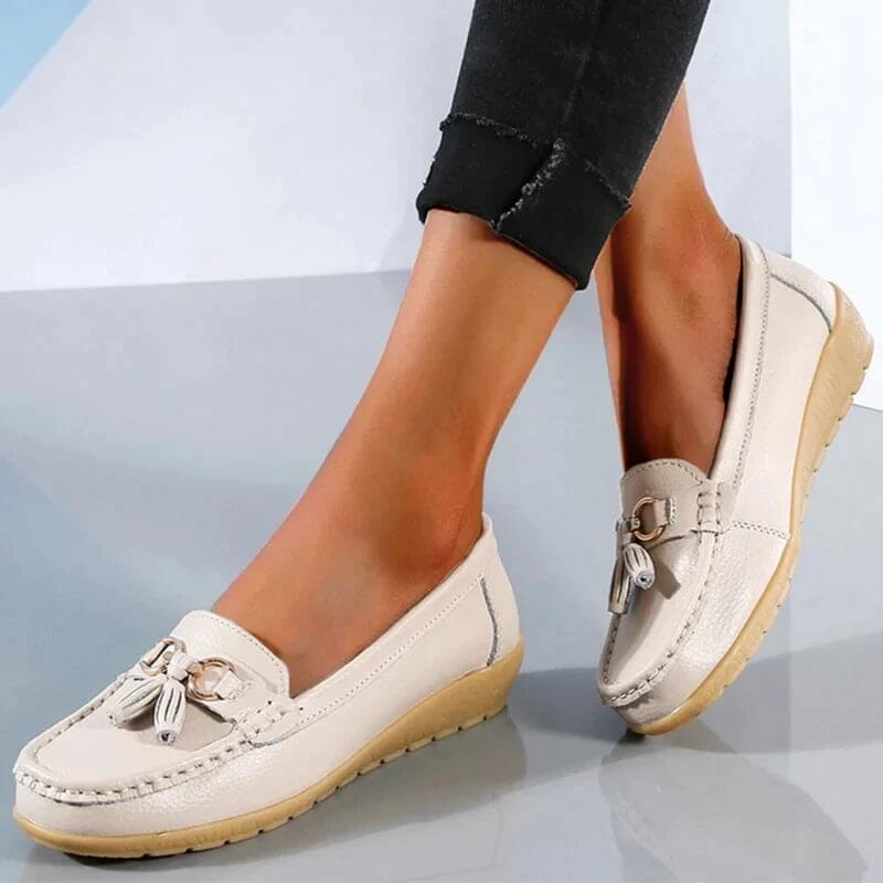 Ergonomic Leather Sandals - ElegaWalk-Khaki-2.5-Nora Luxe