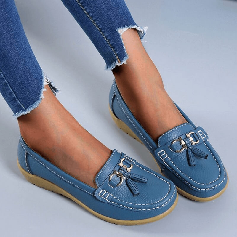 Ergonomic Leather Sandals - ElegaWalk-Light blue-2.5-Nora Luxe