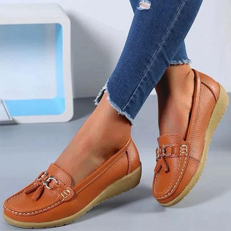Ergonomic Leather Sandals - ElegaWalk-Orange-2.5-Nora Luxe