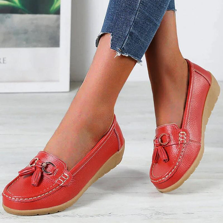 Ergonomic Leather Sandals - ElegaWalk-Red-2.5-Nora Luxe