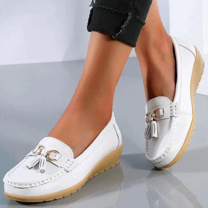 Ergonomic Leather Sandals - ElegaWalk-White-2.5-Nora Luxe
