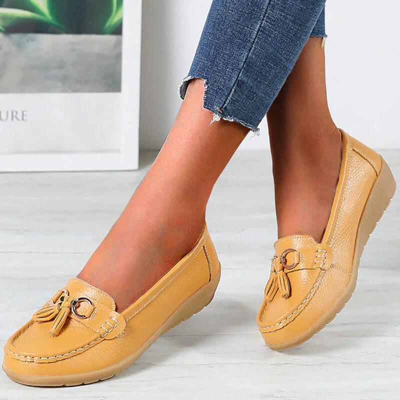 Ergonomic Leather Sandals - ElegaWalk-Yellow-2.5-Nora Luxe