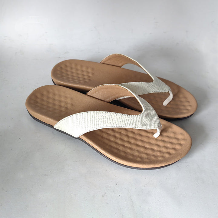 Ergonomic Luxury Ladies' Flip Flops – Noa-White-3-State of Style