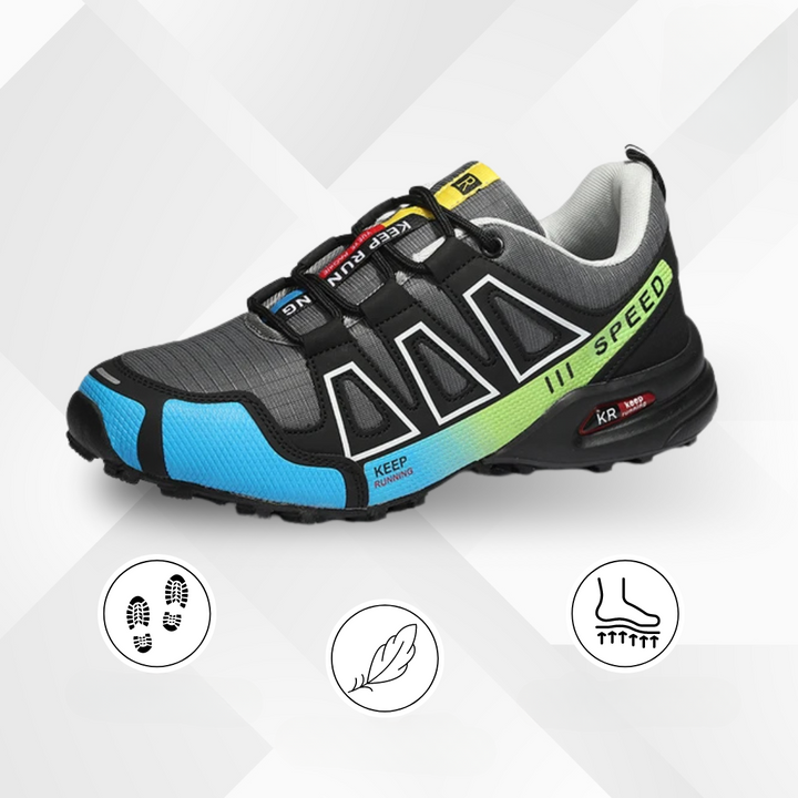Ergonomic outdoor hiking shoes with comfort cushioning – TrailStep-Black-Blue-5.5-Nora Luxe