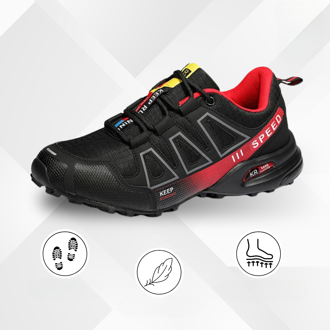 Ergonomic outdoor hiking shoes with comfort cushioning – TrailStep-Black-Blue-5.5-Nora Luxe
