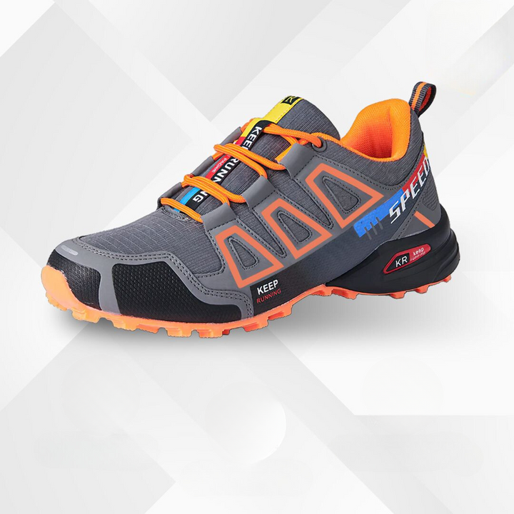 Ergonomic outdoor hiking shoes with comfort cushioning – TrailStep-Grey-Orange-5.5-Nora Luxe