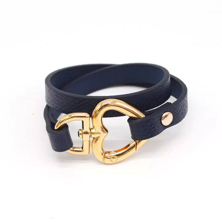 Ethnic Leather Wrap Bracelet | Stylish Women's Jewellery-Navy Blue-Nora Luxe