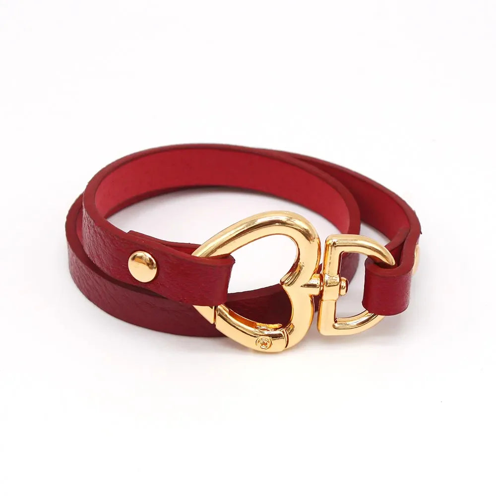 Ethnic Leather Wrap Bracelet | Stylish Women's Jewellery-Red-Nora Luxe