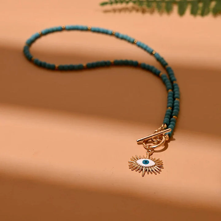 Evil Eye Pearl Choker Necklace | Protection and Style-BLUE 5-Nora Luxe