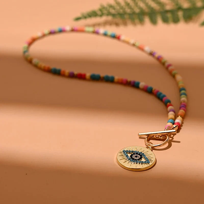 Evil Eye Pearl Choker Necklace | Protection and Style-MULTI-COLOR 1-Nora Luxe
