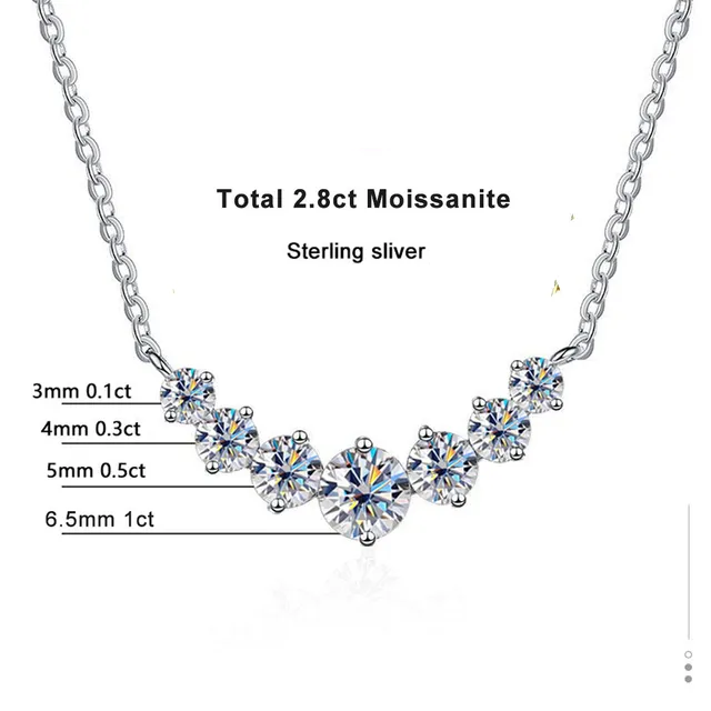 Exquisite 925 Sterling Silver Moissanite Necklace-2.8ct-Nora Luxe