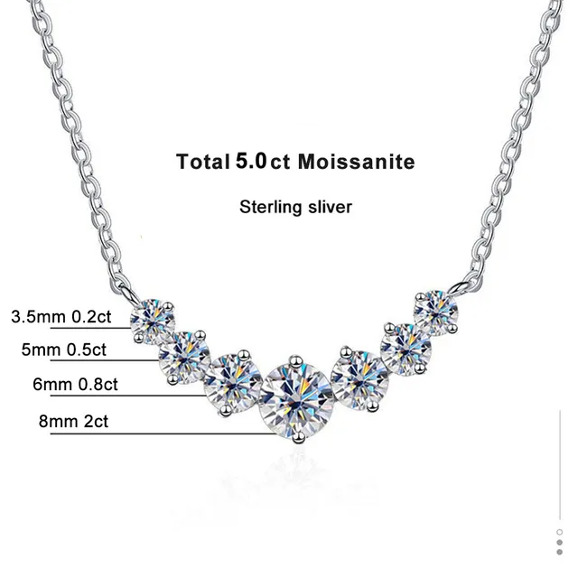 Exquisite 925 Sterling Silver Moissanite Necklace-5.0ct-Nora Luxe