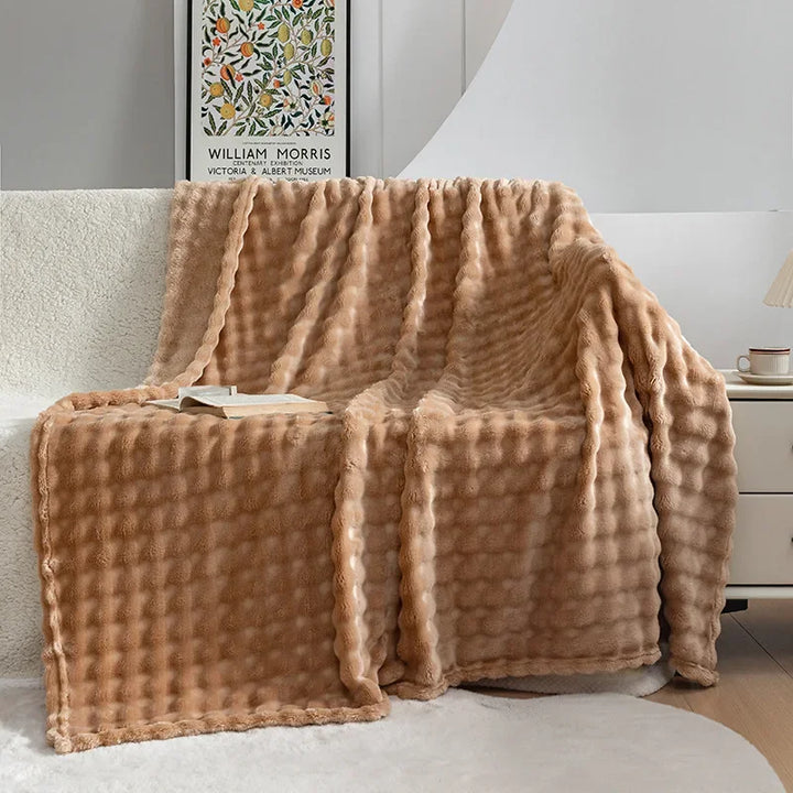 Extra Soft Flannel Blanket - PlushBubble-Beige-39.37 × 59.06 in-Nora Luxe