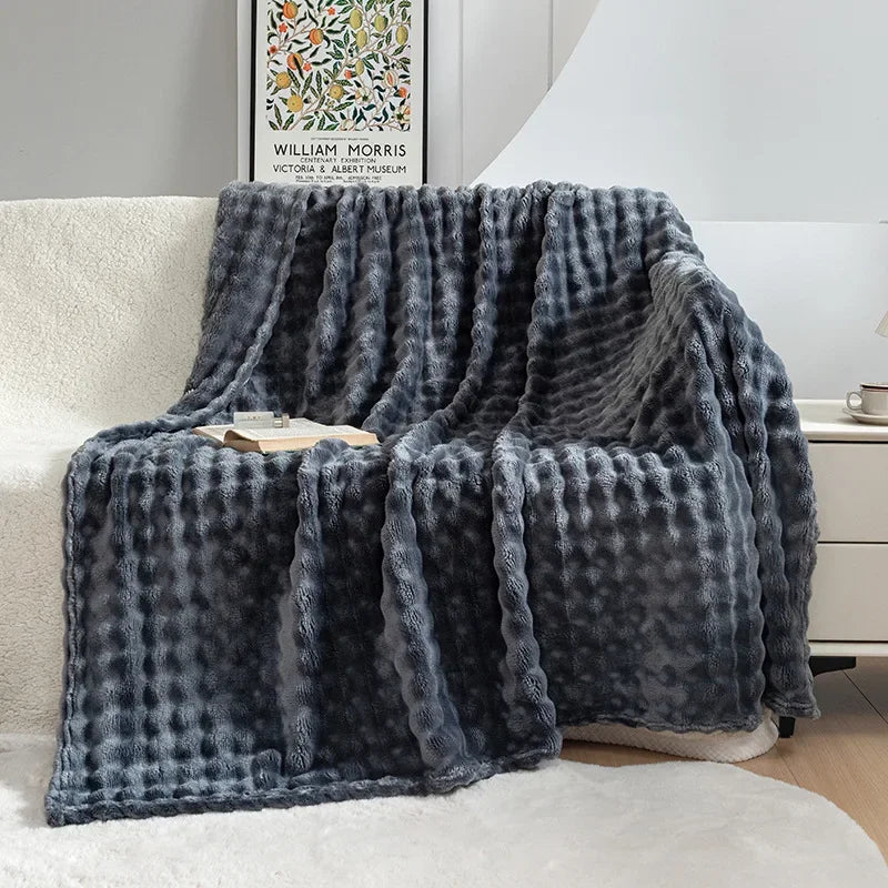 Extra Soft Flannel Blanket - PlushBubble-Dark Gray-39.37 × 59.06 in-Nora Luxe