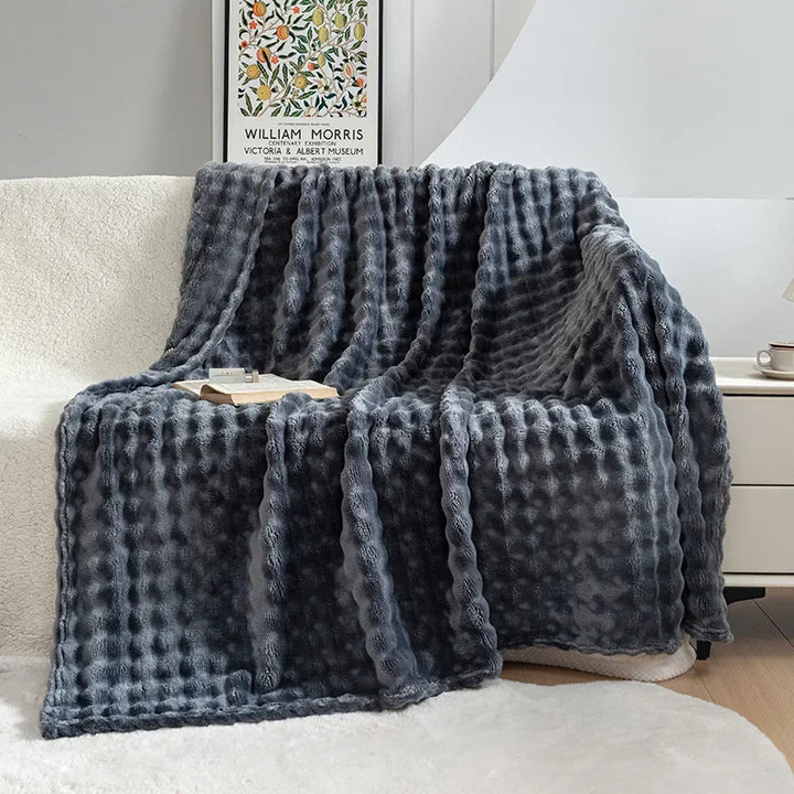 Extra Soft Flannel Blanket - PlushBubble-Dark Gray-39.37 × 59.06 in-Nora Luxe