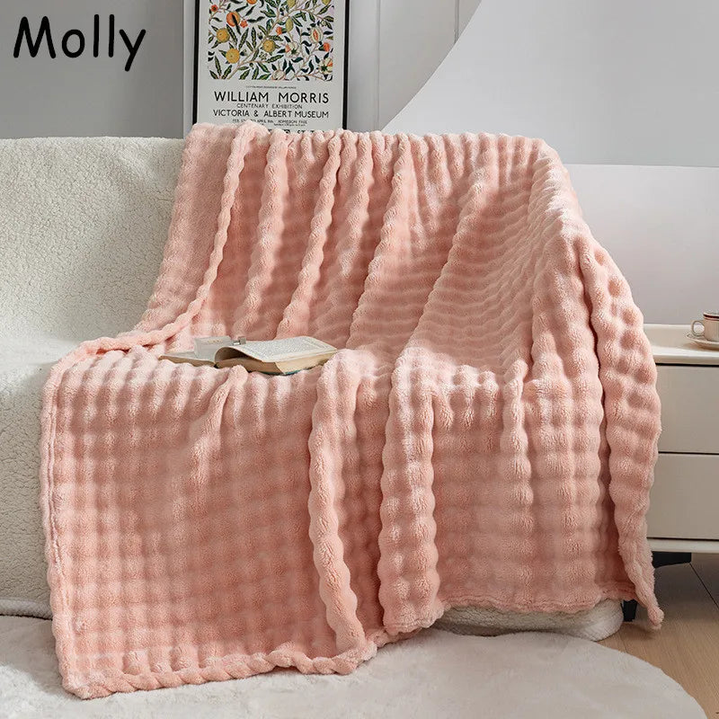 Extra Soft Flannel Blanket - PlushBubble-Rose-39.37 × 59.06 in-Nora Luxe